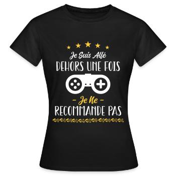 Je suis allé dehors une fois - T-shirt Femme - noir - Devant - AI Model Female 172 dark (172cm)