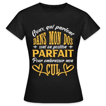 Embrasser mon cul - T-shirt Femme - noir - Devant - AI Model Female 172 dark (172cm)