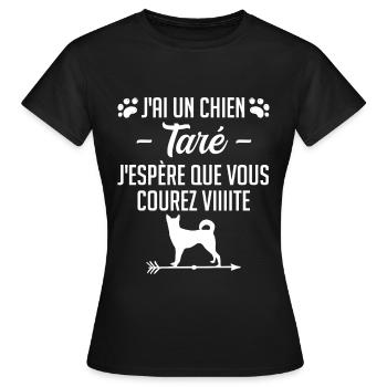 j'ai un chien taré courez humour cadeau - T-shirt Femme - noir - Devant - AI Model Female 172 dark (172cm)