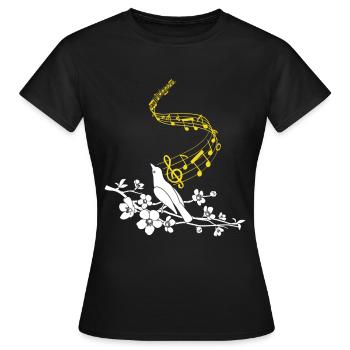 Notes de musique Oiseau chanteur mignon - T-shirt Femme - noir - Devant - AI Model Female 172 dark (172cm)