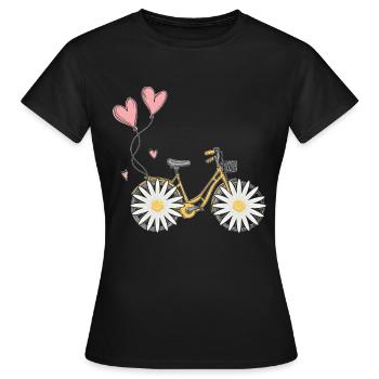 Daisy Bike Femmes Fleur Vélo Jardin - T-shirt Femme - noir - Devant - AI Model Female 172 dark (172cm)
