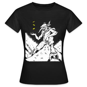 Mittelalterliche Kobold Kreatur - Frauen T-Shirt - Schwarz - Vorne - AI Model Female 172 dark (172cm)