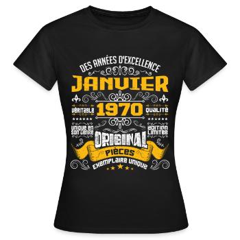JANVIER 1970 | ORIGINAL PIÈCES - T-shirt Femme - noir - Devant - AI Model Female 172 dark (172cm)