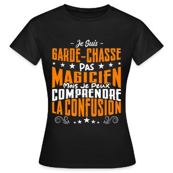 Je Suis Garde-Chasse Pas Magicien - T-shirt Femme - noir - Devant - AI Model Female 172 dark (172cm)