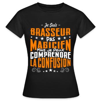 Je Suis Brasseur Pas Magicien - T-shirt Femme - noir - Devant - AI Model Female 172 dark (172cm)