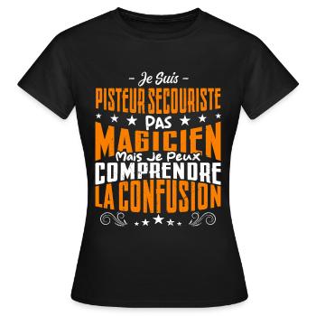 Je Suis Pisteur Secouriste Pas Magicien - T-shirt Femme - noir - Devant - AI Model Female 172 dark (172cm)