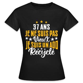 37 ans | Cadeau d'anniversaire | fête des pères - T-shirt Femme - noir - Devant - AI Model Female 172 dark (172cm)