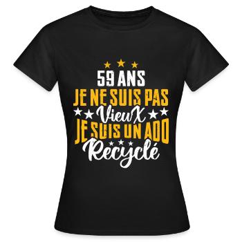 59 ans | Cadeau d'anniversaire | fête des pères - T-shirt Femme - noir - Devant - AI Model Female 172 dark (172cm)