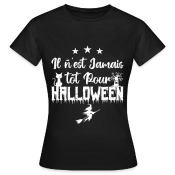 Il n’est jamais tôt pour Halloween - T-shirt Femme - noir - Devant - AI Model Female 172 dark (172cm)