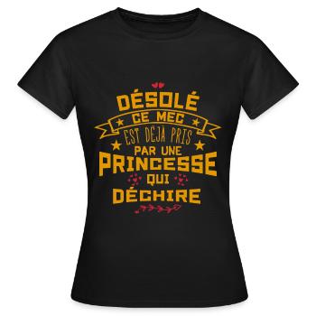 Désolé Ce Mec est déjà pris par une princesse - T-shirt Femme - noir - Devant - AI Model Female 172 dark (172cm)