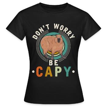 Sympathique amoureux des animaux Happy Capybara - T-shirt Femme - noir - Devant - AI Model Female 172 dark (172cm)