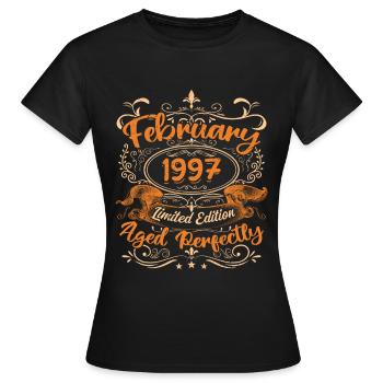 February 1997 | Aged Perfectly - T-shirt Femme - noir - Devant - AI Model Female 172 dark (172cm)