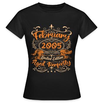 February 2005 | Aged Perfectly - T-shirt Femme - noir - Devant - AI Model Female 172 dark (172cm)