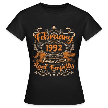 February 1992 | Aged Perfectly - T-shirt Femme - noir - Devant - AI Model Female 172 dark (172cm)