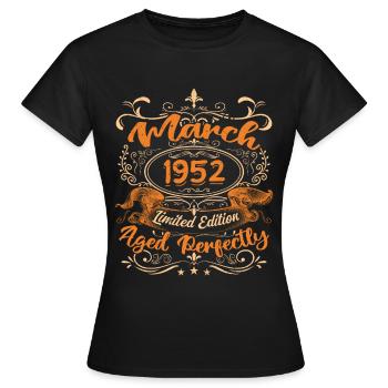 March 1952 | Aged Perfectly - T-shirt Femme - noir - Devant - AI Model Female 172 dark (172cm)