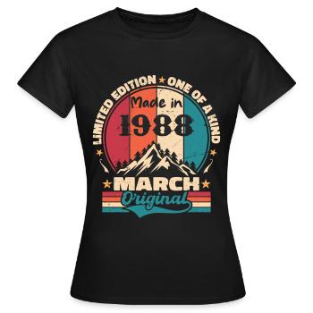 March 1988 | Aged Perfectly - T-shirt Femme - noir - Devant - AI Model Female 172 dark (172cm)