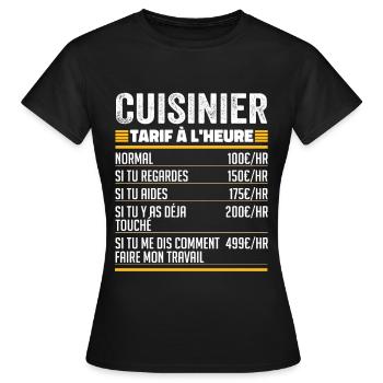 Cuisinier Idée Cadeau Humour pour Cuisinier - T-shirt Femme - noir - Devant - AI Model Female 172 dark (172cm)