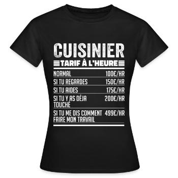 Cuisinier Idée Cadeau Humour pour Cuisinier - T-shirt Femme - noir - Devant - AI Model Female 172 dark (172cm)