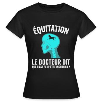 Equitation Cheval Humour Sport Passion Cadeau - T-shirt Femme - noir - Devant - AI Model Female 172 dark (172cm)