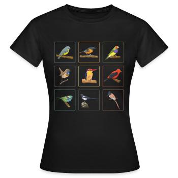 Niedliche Vögel Sammlung Vogelbeobachtung - Frauen T-Shirt - Schwarz - Vorne - AI Model Female 172 dark (172cm)