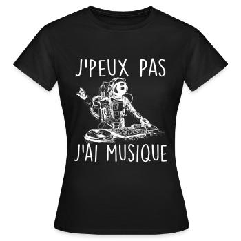 J'peux Pas J'ai Musique | J'aime la Musique - T-shirt Femme - noir - Devant - AI Model Female 172 dark (172cm)