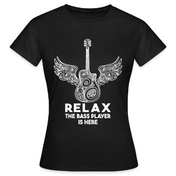 Relax The Bass Player Is Here Guitare Cadeau - T-shirt Femme - noir - Devant - AI Model Female 172 dark (172cm)
