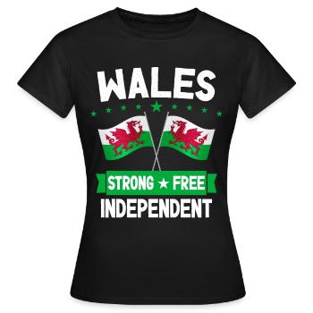 Wales - Women's T-Shirt - black - Front - AI Model Female 172 dark (172cm)
