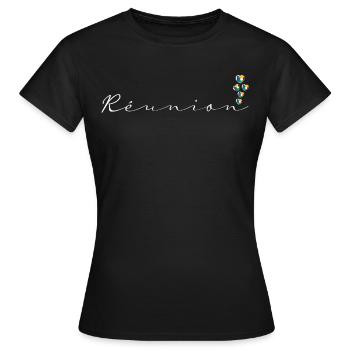 Réunion - T-shirt Femme - noir - Devant - AI Model Female 172 dark (172cm)