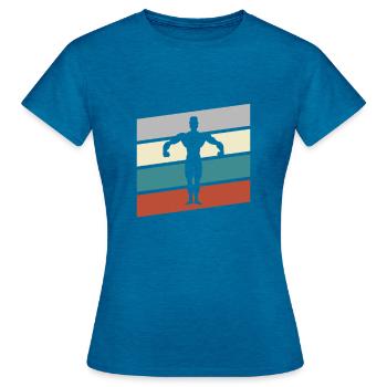 Body Building Retro - Women's T-Shirt - antique blue sapphire heather - Front - AI Model Female 172 dark (172cm)