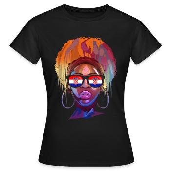 Kroatien - Frauen T-Shirt - Schwarz - Vorne - AI Model Female 172 dark (172cm)