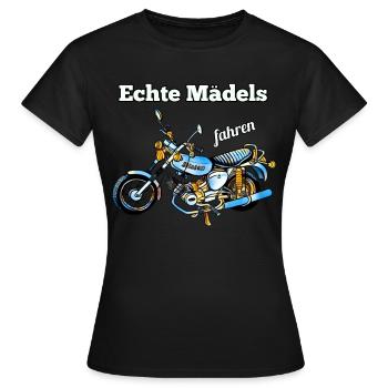 Echte Mädels fahren Simson Moped Nostalgie - Frauen T-Shirt - Schwarz - Vorne - AI Model Female 172 dark (172cm)