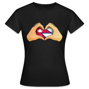 Nepal - Frauen T-Shirt - Schwarz - Vorne - AI Model Female 172 dark (172cm)