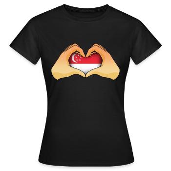 Singapur - Frauen T-Shirt - Schwarz - Vorne - AI Model Female 172 dark (172cm)