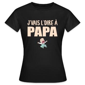 Papa - J'aime Mon Papa - Père Cadeau - T-shirt Femme - noir - Devant - AI Model Female 172 dark (172cm)