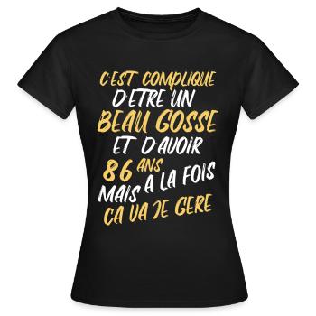 Cadeau D'anniversaire Beau gosse et d'avoir 86 ans - T-shirt Femme - noir - Devant - AI Model Female 172 dark (172cm)