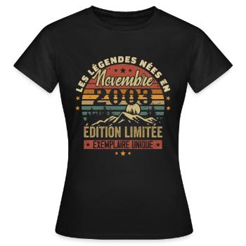 Les Légendes Sont Nées en Novembre 2003 - Cadeau - T-shirt Femme - noir - Devant - AI Model Female 172 dark (172cm)