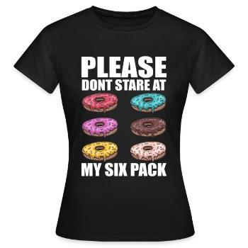 Bitte starren Sie nicht auf mein lustiges Fitnessstudio mit Sixpack-Donuts - Frauen T-Shirt - Schwarz - Vorne - AI Model Female 172 dark (172cm)