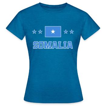 Somalia - Frauen T-Shirt - Antikblaues Saphir meliert - Vorne - AI Model Female 172 dark (172cm)