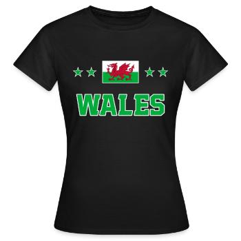 Wales - Women's T-Shirt - black - Front - AI Model Female 172 dark (172cm)