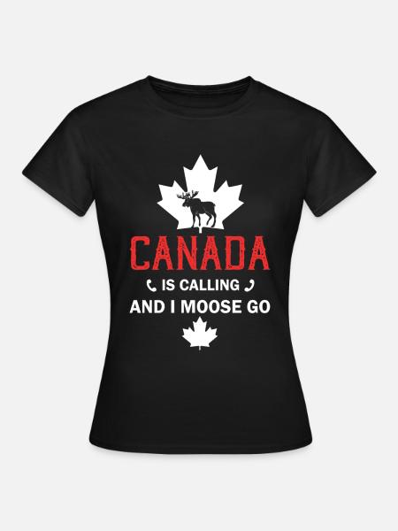 Kanada Elch Kanadische Flagge Maple Leaf - Dame-T-shirt - sort