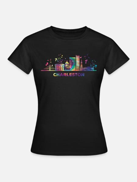 Charlestonian Skyline Charleston - Frauen T-Shirt - Schwarz