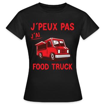 Food truck - Fast Food - Restauration - T-shirt Femme - noir - Devant - AI Model Female 172 dark (172cm)