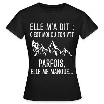VTT Humoristique Humour - T-shirt Femme - noir - Devant - AI Model Female 172 dark (172cm)