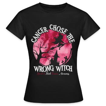 Hexe Burgunder Weiß Kopf-Hals-Krebs - Frauen T-Shirt - Schwarz - Vorne - AI Model Female 172 dark (172cm)