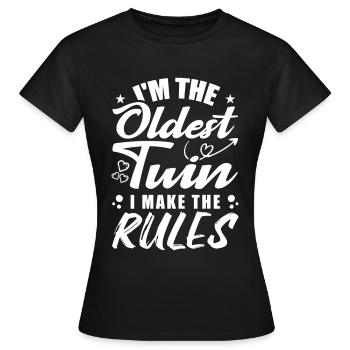 I'm The Oldest Twin Funny Twin Tees - T-shirt Femme - noir - Devant - AI Model Female 172 dark (172cm)