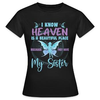 Schwester ist mein Schutzengel im Himmel Gedenktag - Frauen T-Shirt - Schwarz - Vorne - AI Model Female 172 dark (172cm)