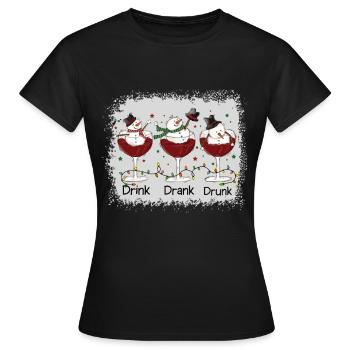 Boire Drunk Bonhomme de neige Boire l’équipe - T-shirt Femme - noir - Devant - AI Model Female 172 dark (172cm)