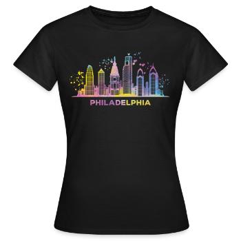 Philadelphian Skyline Philadelphia - Women's T-Shirt - black - Front - AI Model Female 172 dark (172cm)