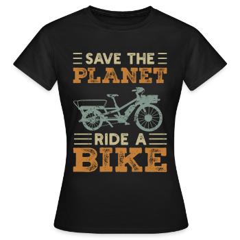 Save The Planet Cargo Bike Cargo Bike - Women's T-Shirt - black - Front - AI Model Female 172 dark (172cm)
