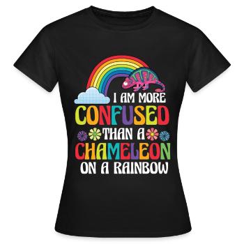 Ich Bin Verwirrter Als Ein Chamäleon - Frauen T-Shirt - Schwarz - Vorne - AI Model Female 172 dark (172cm)